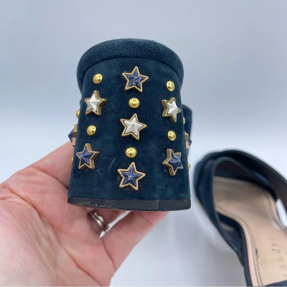 Sandro Star Studded Suede Sandals Shoes 40 Blue